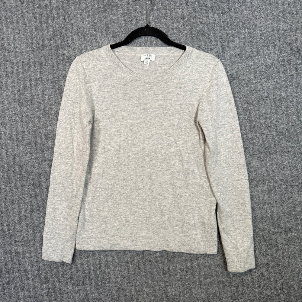 J.Crew Teddie Sweater Women XS Gray Wool Blend Crewneck Long Sleeve Quiet Luxury